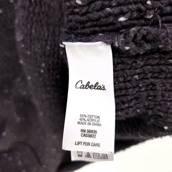 Cabelas Sweater Chunky Knit Womens Large Pullover Dark Gray Swiss Dot V-Neck - Picture 9 of 10